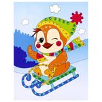 Набор для творчества "Аппликация из страз самоклеящаяся", "На санках", 20х15 см, ЮНЛАНДИЯ, 662378