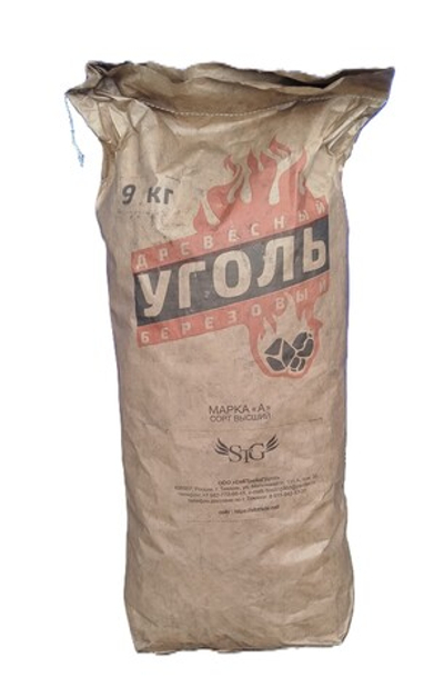 Уголь Березовый 9кг ТЮМЕНЬ Карандаш. Крупная фракция