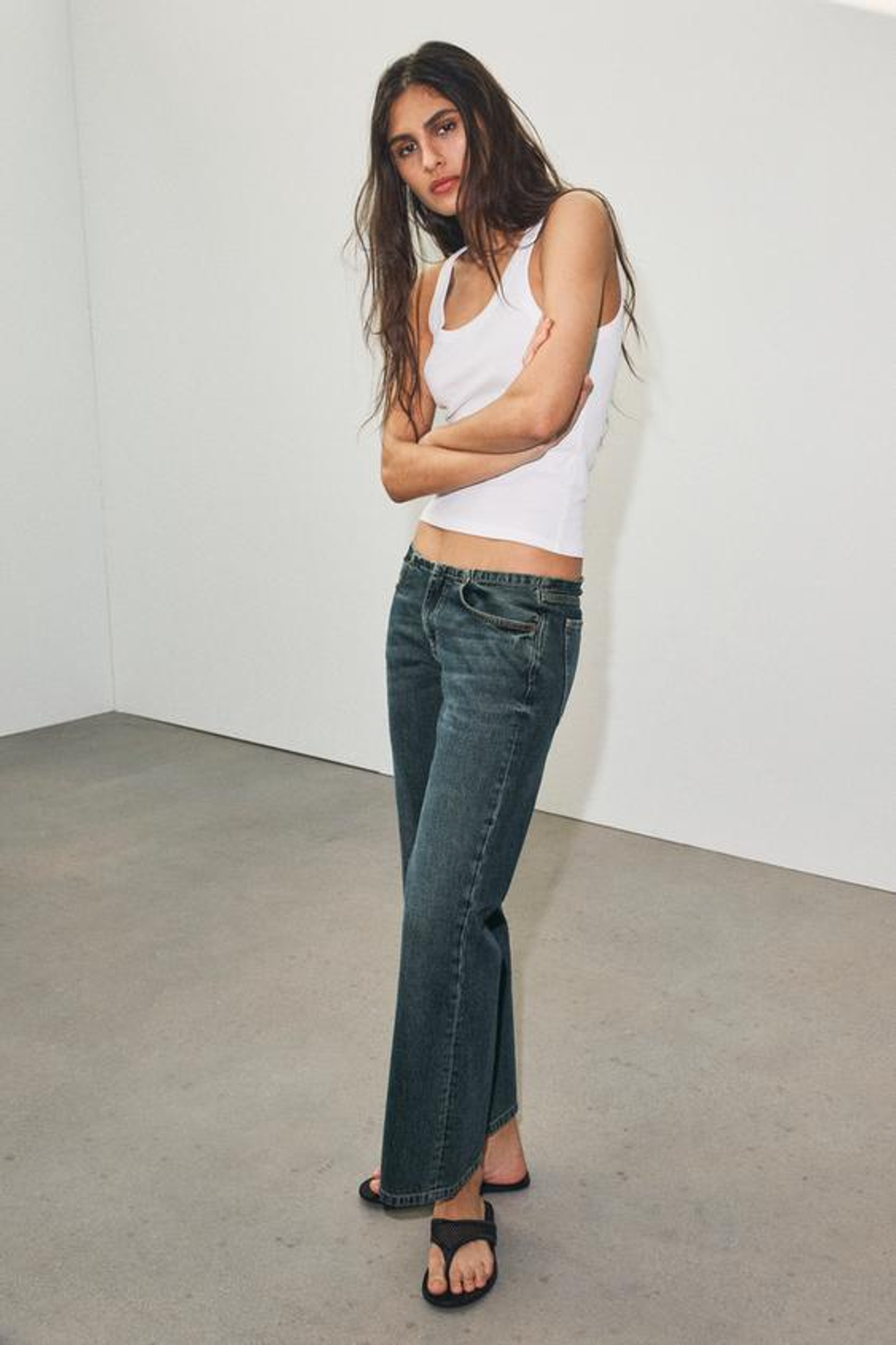 ZARA ДЖИНСЫ TRF С НИЗКОЙ ПОСАДКОЙ, СИНИЙ