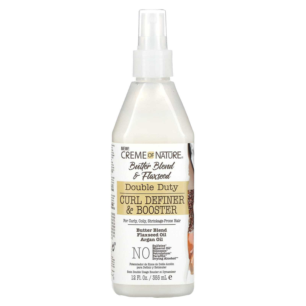 Creme Of Nature, Butter Blend & Flaxseed, Double Duty, Curl Definer & Booster, 355 мл (12 жидк. унц.)
