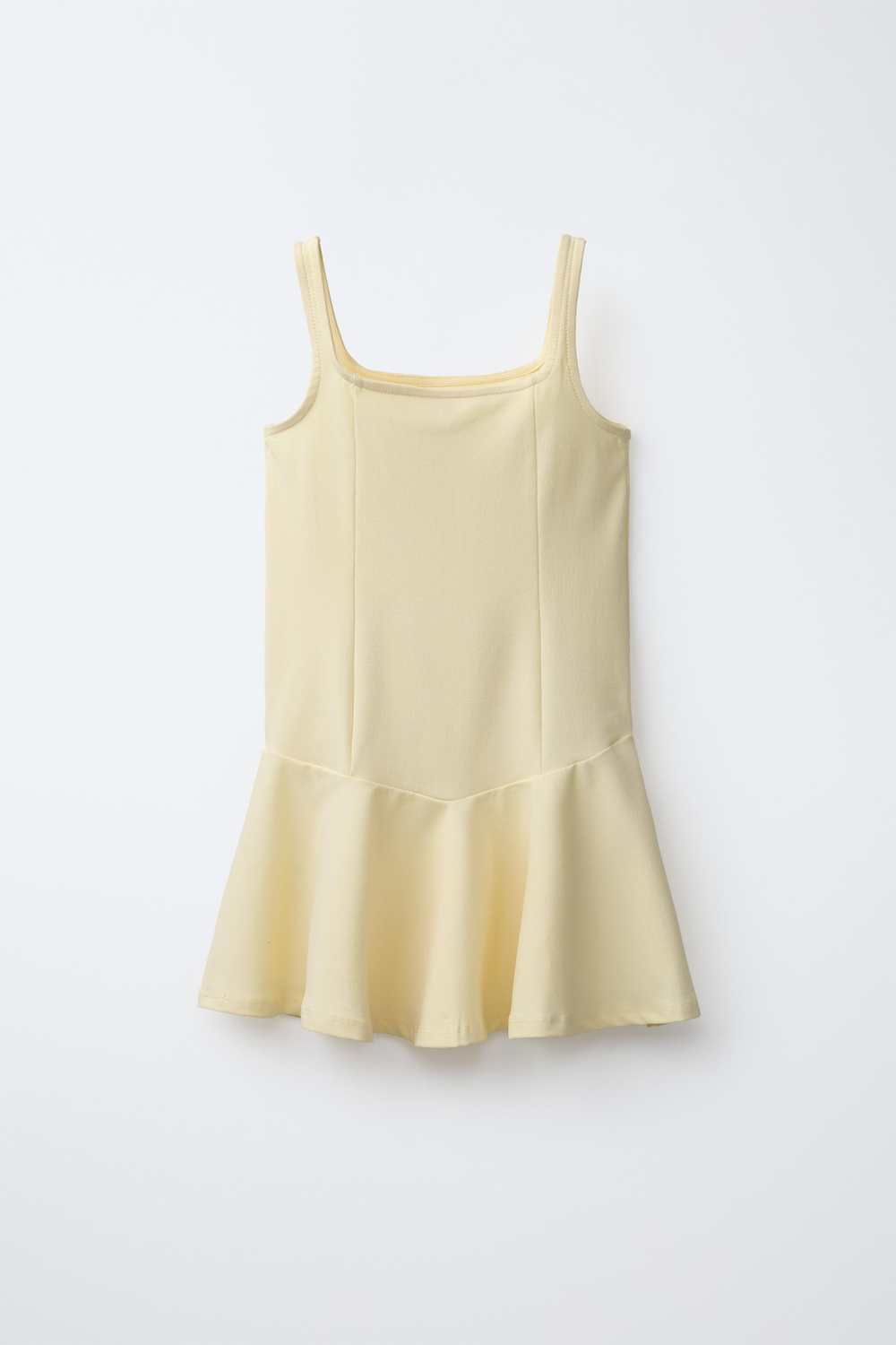 ZARA ПЛАТЬЕ С РАСКЛЕШЕННОЙ ЮБКОЙ, ПАСТЕЛЬНО-ЖЕЛТЫЙ