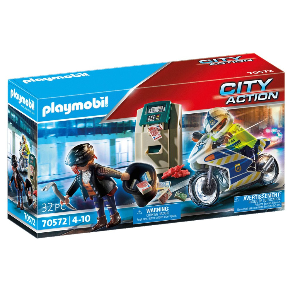 Игровой набор Playmobil 70572 Полицейский мотоцикл Погоня за преступником 70572 32 детали — фото 1