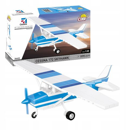 Конструктор пластиковый Cobi Cessna 172 Skyhawk-White-Blue - Четырехместный туристический самолет - 162эл. - Коби 26622