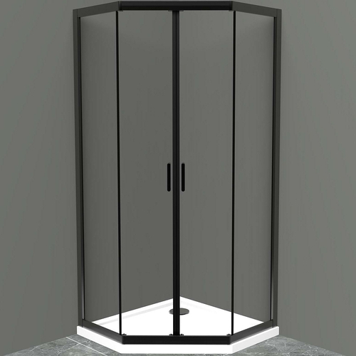 Душевой уголок BelBagno Uno 90х90 UNO-195-P-2-90-C-NERO профиль Черный матовый стекло прозрачное