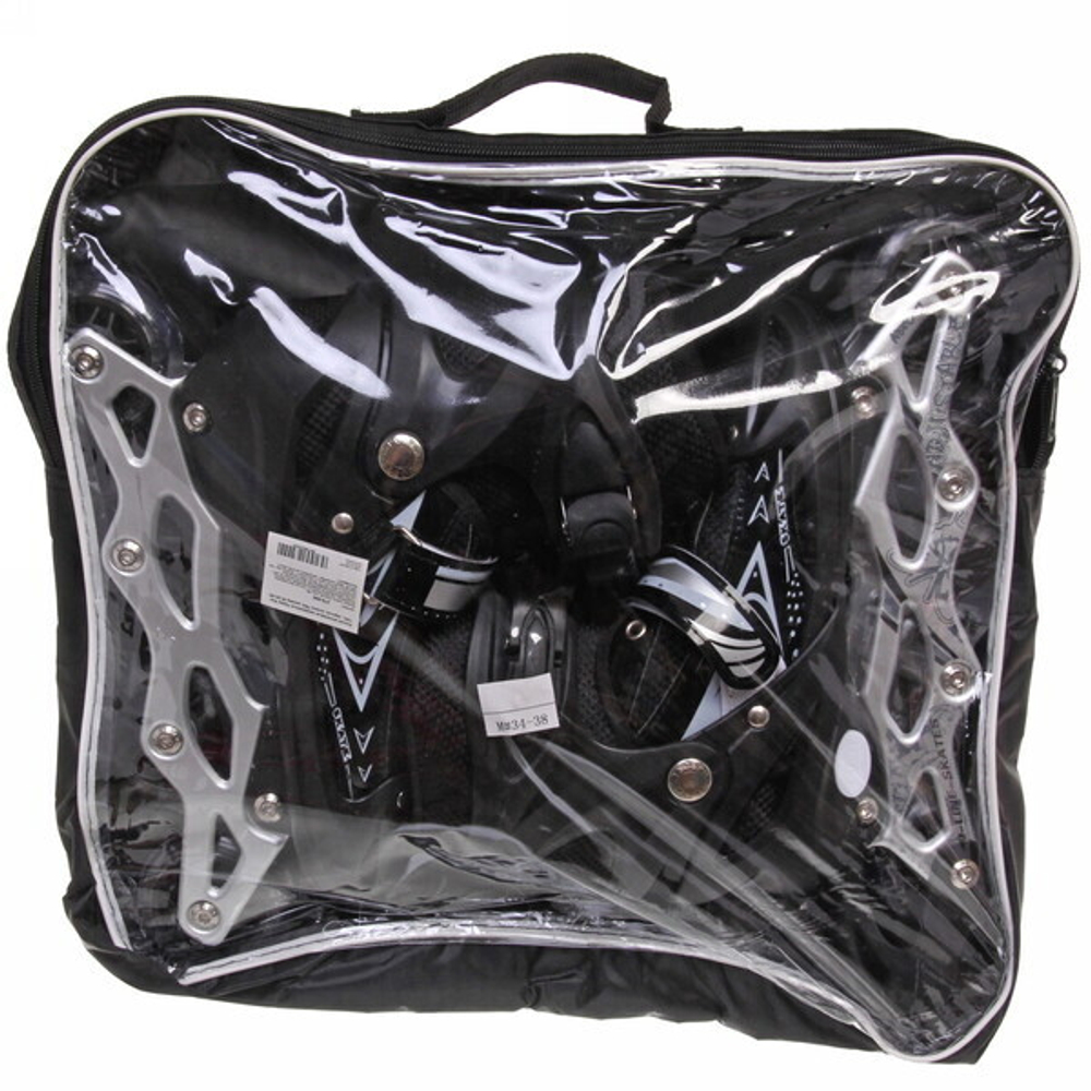 Коньки роликовые раздвижные Happy Star 136C, черный, колеса ПВХ, размер M (34-38)