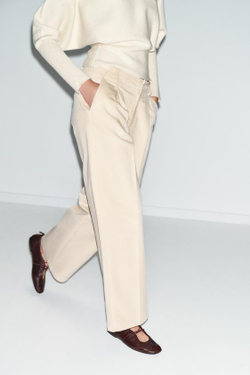 ZARA ПРЯМЫЕ БРЮКИ ИЗ ВЕЛЬВЕТА, ЭКРЮ