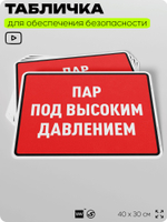 Табличка для обеспечения безопасности "Пар под высоким давлением", для производства, предприятия, организаций, 40х30 см, Silver Plane x Айдентика Технолоджи