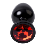 Черный анальный плаг 8,2см с кристаллом красного цвета ToyFa Metal 717008-59