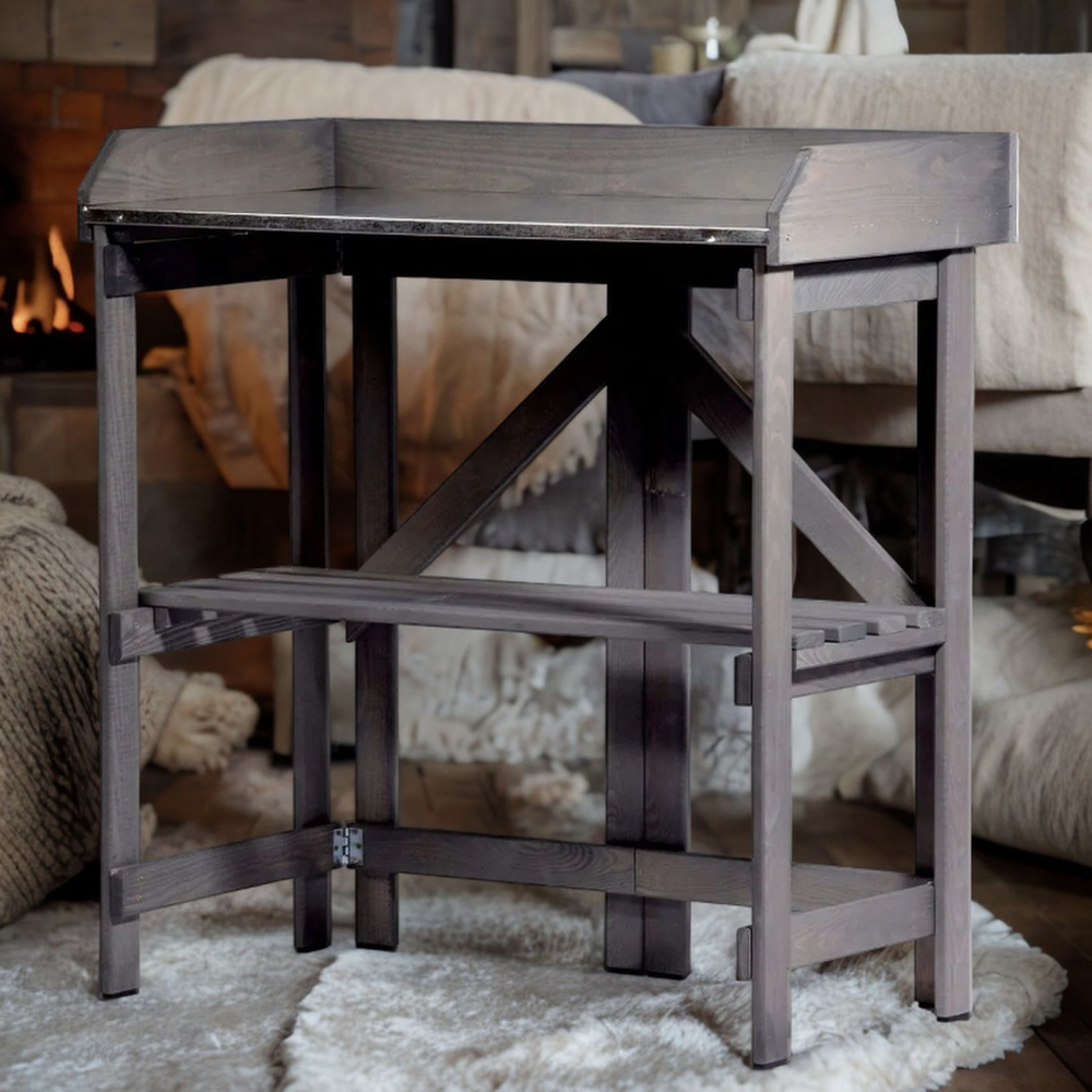 Садовый стол деревянный для сада и дачи с цинковой столешницей, для пересадки растений и цветов