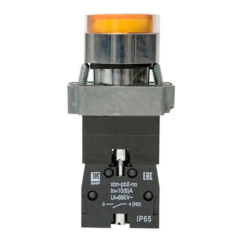 Кнопка BA51 с подсветкой 230В желт. NO IP65 PROxima EKF xb2-bw51-230-65