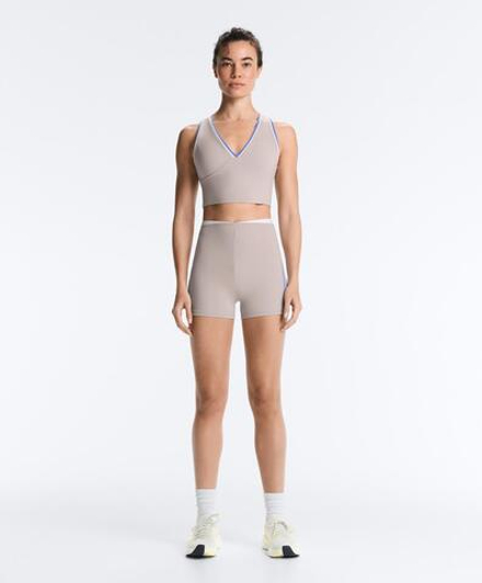 OYSHO Легинсы-велосипедки Compressive с высокой посадкой 10 см, серо-бежевый