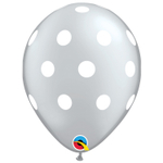 Шар латексный 28см Горошек (Серебро)