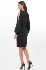 Платье приталенное черное с разрезами на рукавах DStrend (Акция)