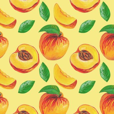 Персики с листиками