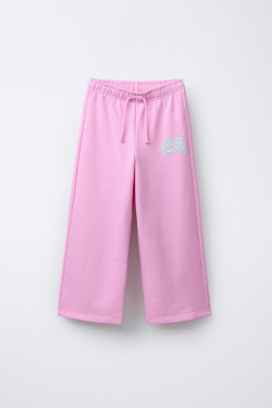 ZARA БРЮКИ-ДЖОГГЕРЫ WIDE LEG VARSITY, РОЗОВЫЙ