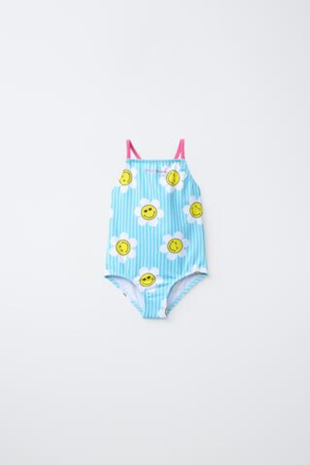 ZARA КУПАЛЬНИК В ПОЛОСКУ SMILEYWORLD ®, БИРЮЗОВЫЙ