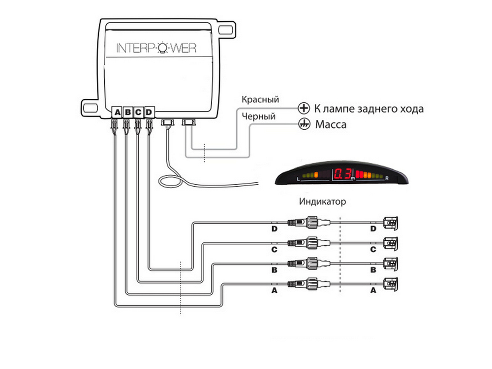 Датчик парковки на 4датчика/19мм. Interpower IP-415