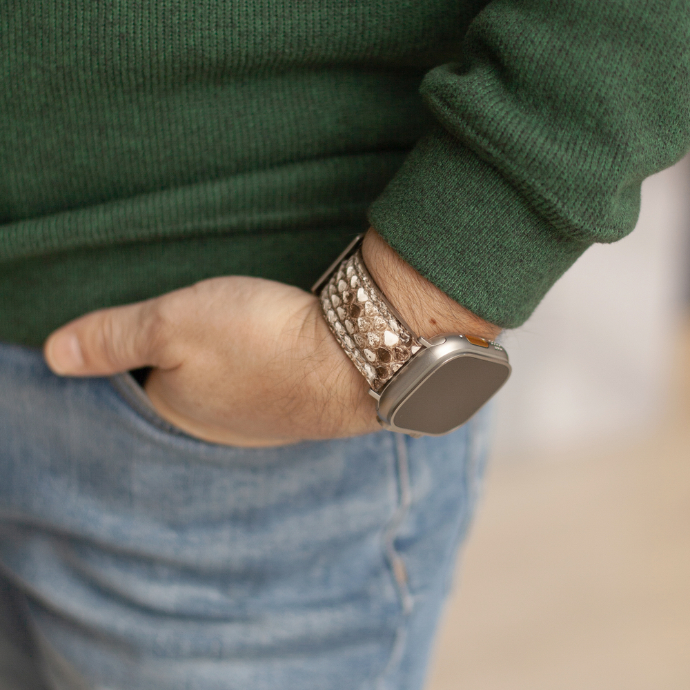 Ремешок для Apple Watch Ultra 49mm из кожи питона, натурального цвета