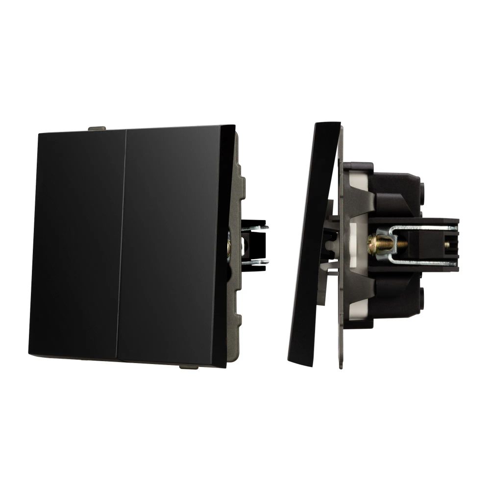 Механизм выключателя двухклавишный проходной SWT-TENDO-MKP2-PL-BK (230V, 10A) (Arlight, Черный) 054067
