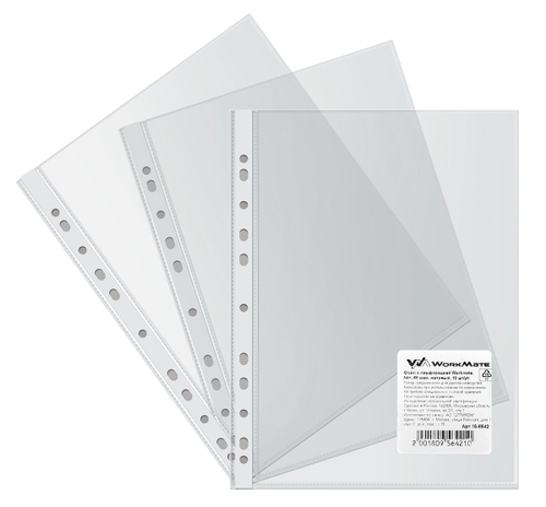 Файл с перфорацией Workmate, А4+, 60 мкм, матовый, 10 штук в упаковке