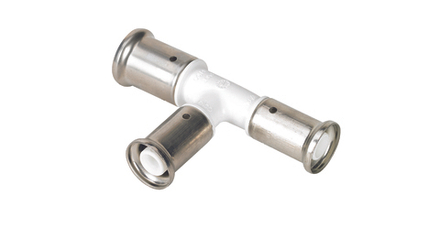 Тройник переходный уменьшенный с двух сторон, HENCO(ХЕНКО) ПВДФ пресс (белый), 26x16x16