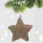 Украшение новогоднее подвесное «Вязаная звёздочка» 5,5 см, шампань