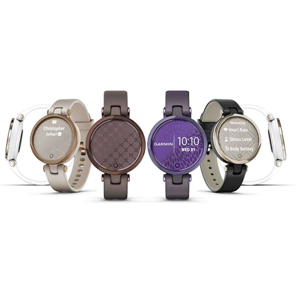 Умные часы Garmin Lily кремово-золотой безель, серый корпус Braloba и итальянский кожаный ремешок