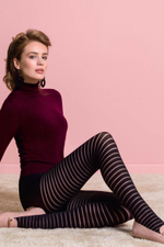 Стильные колготки Maya в полосочку (Размер: 4 размер) (Цвет: черный)