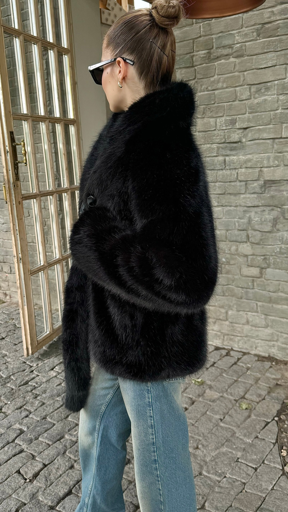 Шуба из эко меха Shubeco песец  ШП_1090 черный L