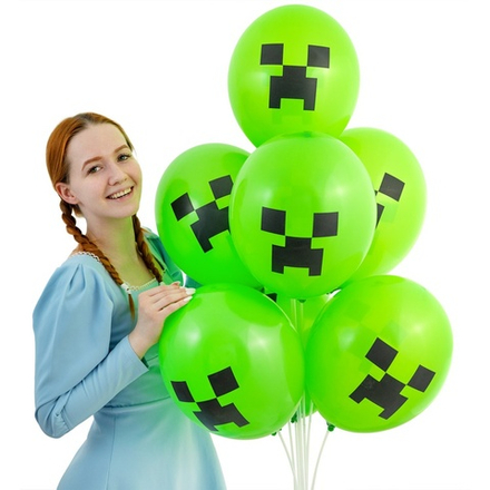 Шар с рисунком 14" Пиксели зеленый