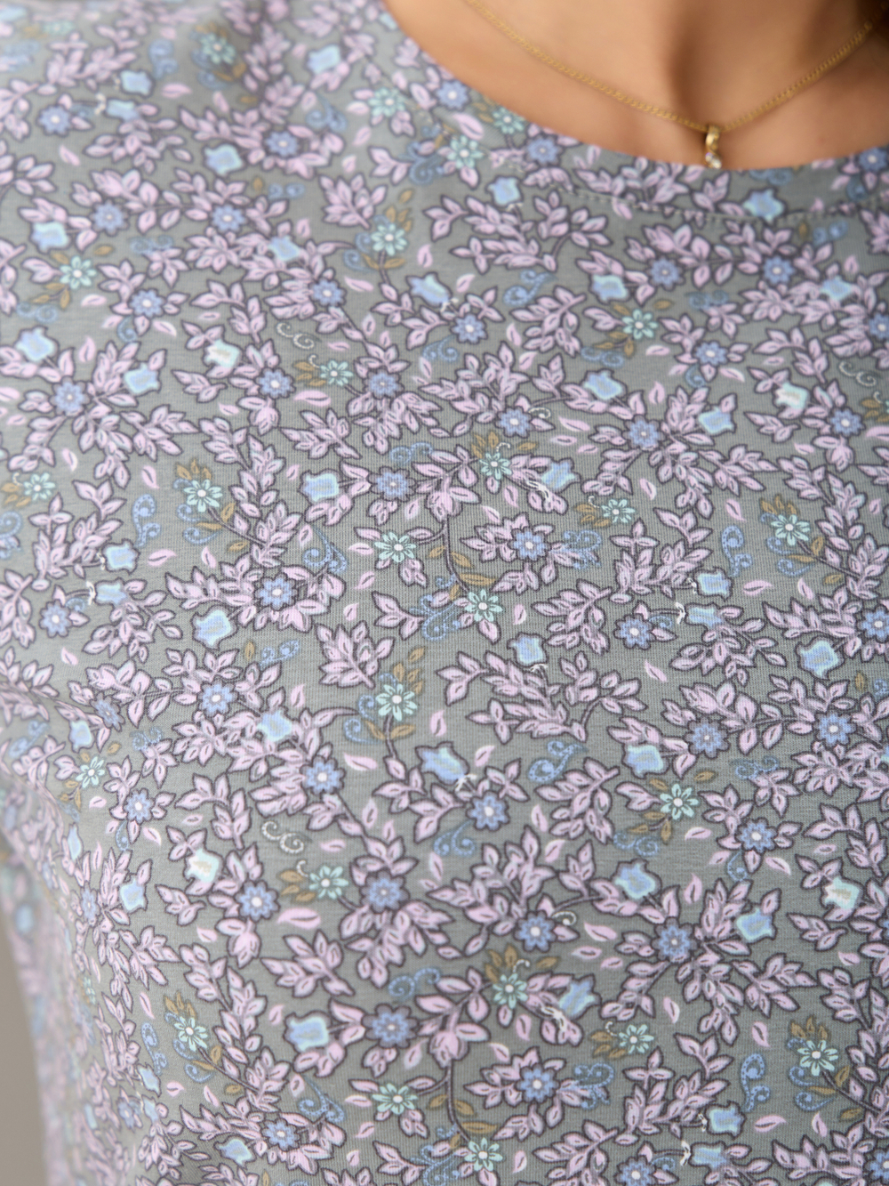 Футболка Фкл-192/оливковый-голубыецветы