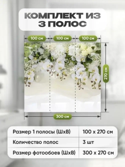 Auroom фотообои в спальню "Цветущие орхидеи" 300х270, флизелиновые, моющиеся, на кухню