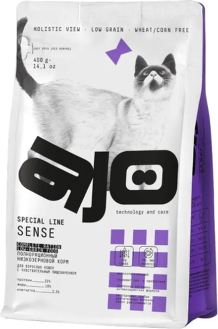 AJO 400г. Cat Sense корм для кошек с Чувствительным пищеварением