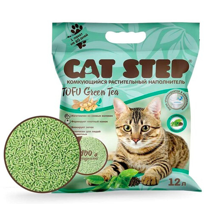 Cat Step Tofu Green Tea - наполнитель соевый (комкующийся) с экстрактом зеленого чая