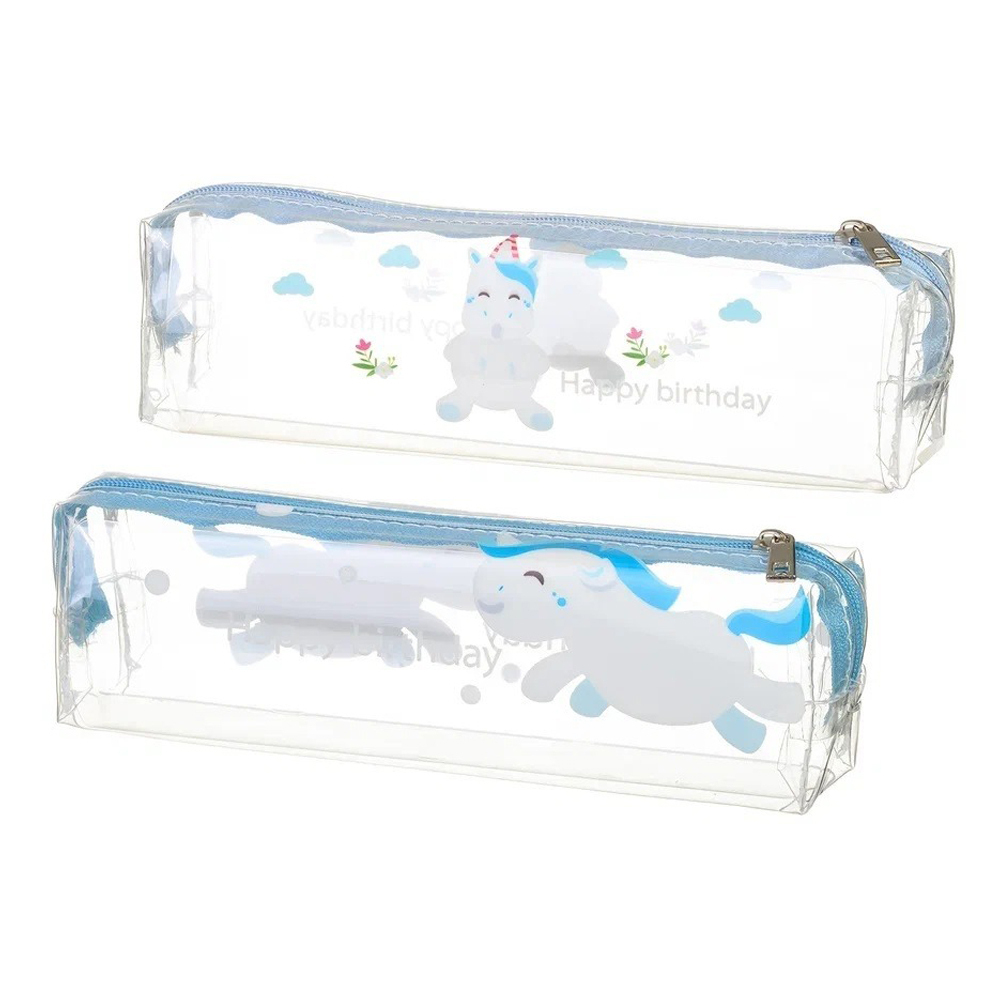 Пенал-косметичка Basir без наполнения, 19*6*4 см, серия "Единорог", прозрачный, ассорти