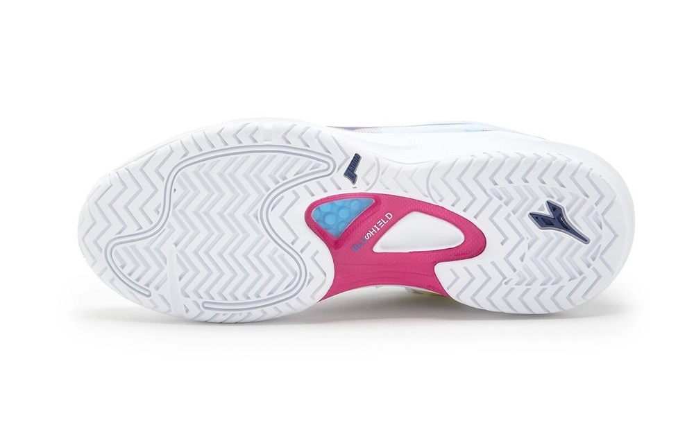 Женские теннисные кроссовки Diadora Speed Blushield Fly 4 + AG - white/blue print/pink yarr