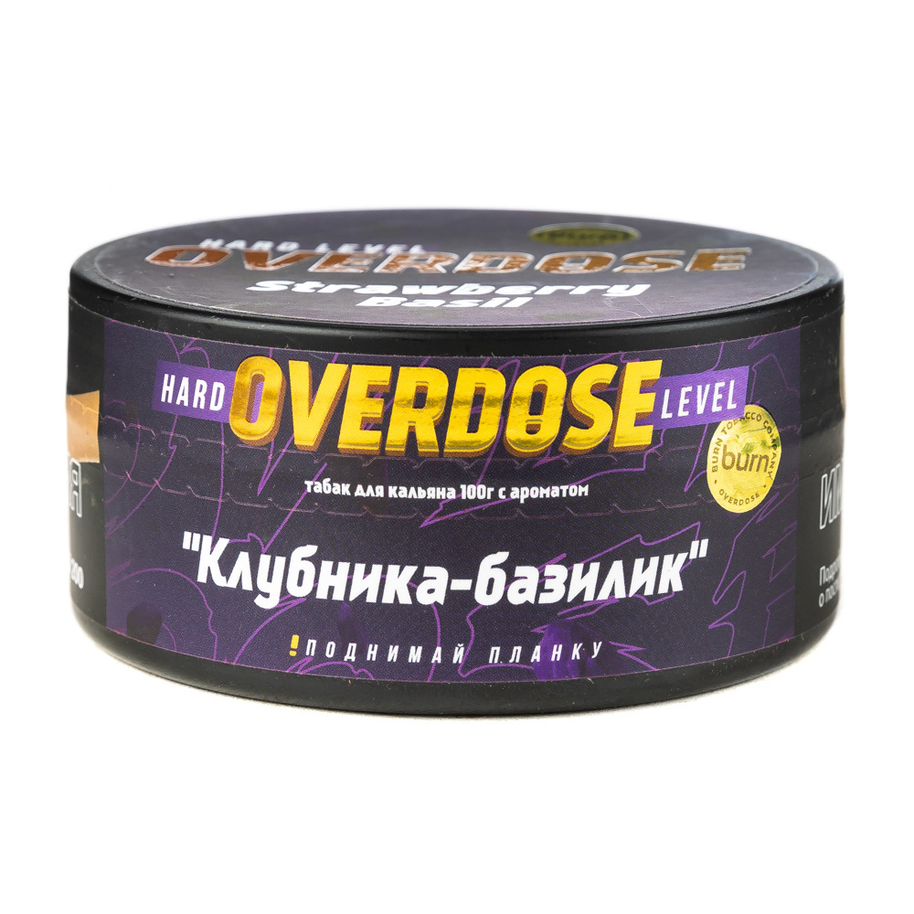 М. Табак для кальяна Overdose Strawberry Basil (Клубника-базилик), 100г.
