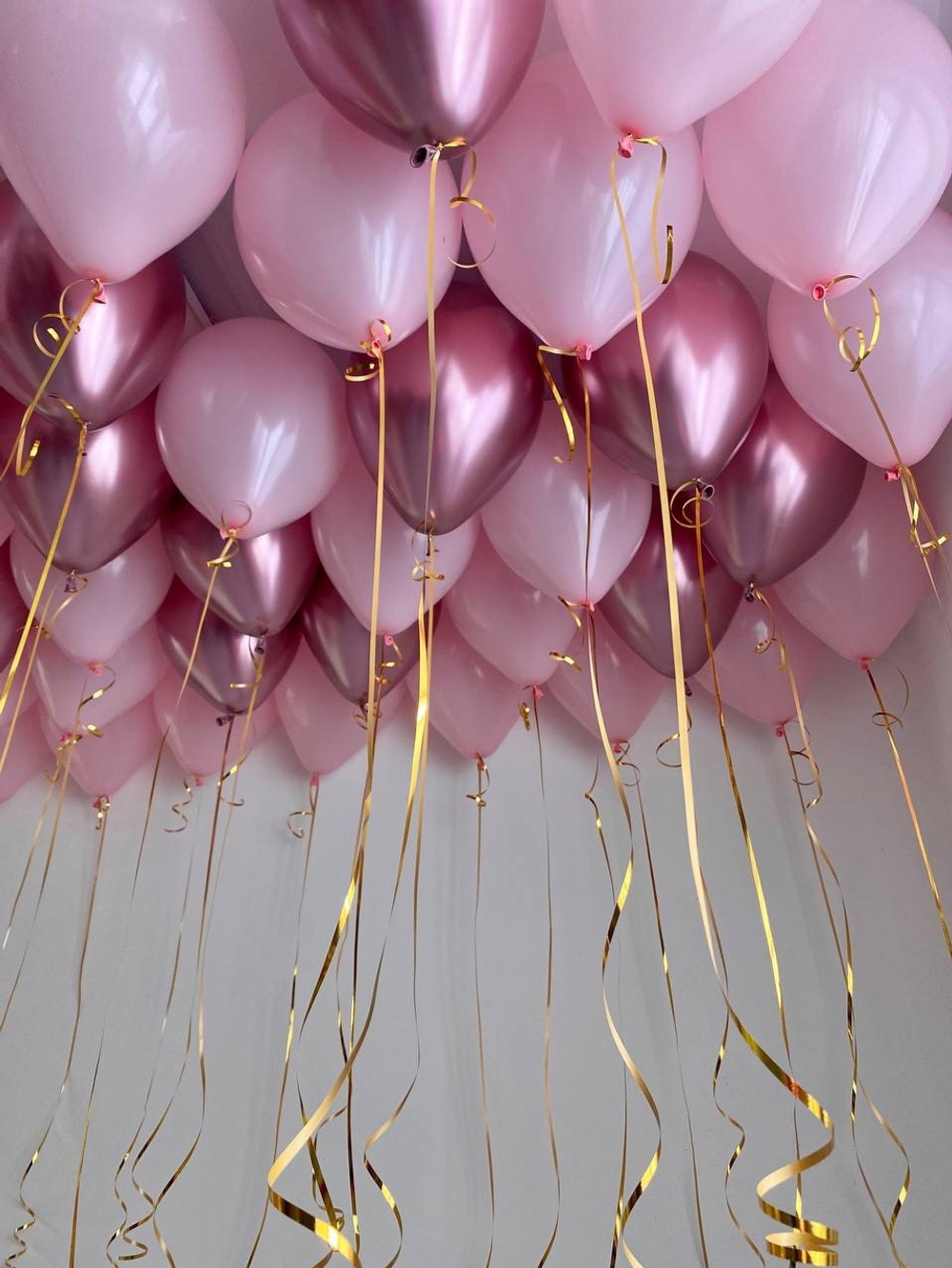 Розовые воздушные шары под потолок, 25 шт №2615