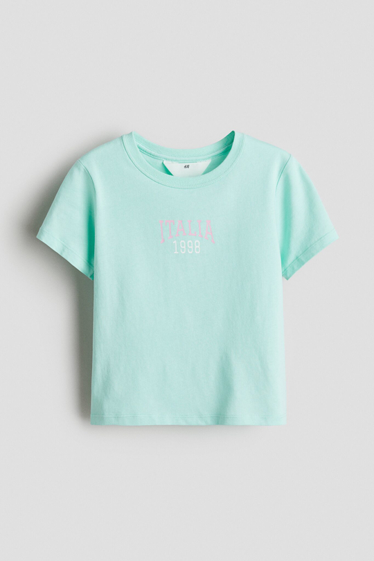 H&M Футболка с принтом, светло-бирюзовый