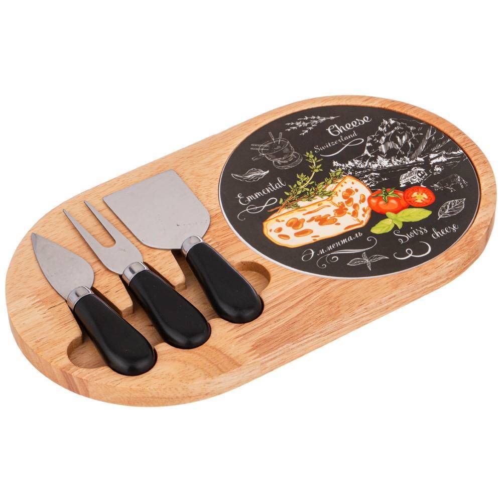 НАБОР ДЛЯ СЫРА LEFARD "СЕКРЕТНЫЕ ИНГРЕДИЕНТЫ" 4 ПРЕДМЕТА ЧЕРНЫЙ 30*17*2,5 СМ (КОР=12НАБ.)