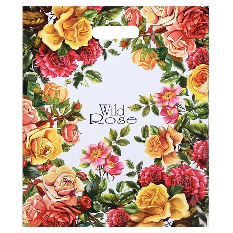 Пакет прорубная ручка Россия 40*50 см  80 мкм Дикая роза 1 шт 500 шт/кор