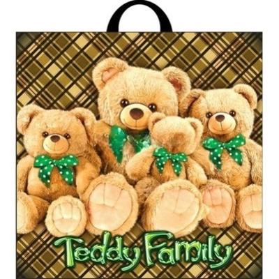 Пакет с петлевой ручкой ПВД 44х44 (70 мкм) "Плюшевая семейка" (25/250 шт.) Интерпак