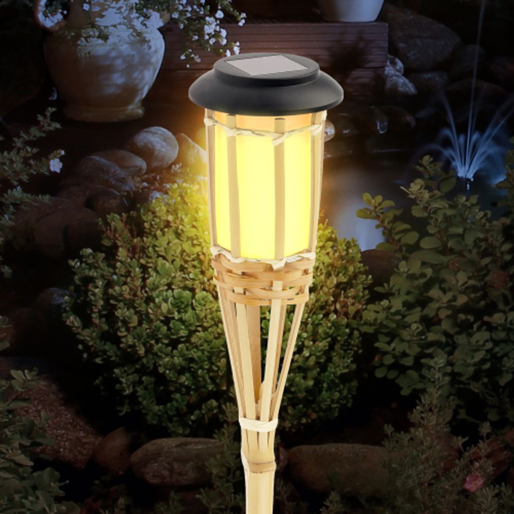 Светильник уличный ЭРА ERASF22-24 на солнечных батареях садовый Факел бамбук 56 см