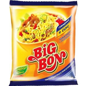 ЛАПША БЫСТРОГО ПРИГОТОВЛЕНИЯ ГОВЯДИНА+СОУС ТОМАТНЫЙ С БАЗИЛИКОМ 75 ГР BIG BON