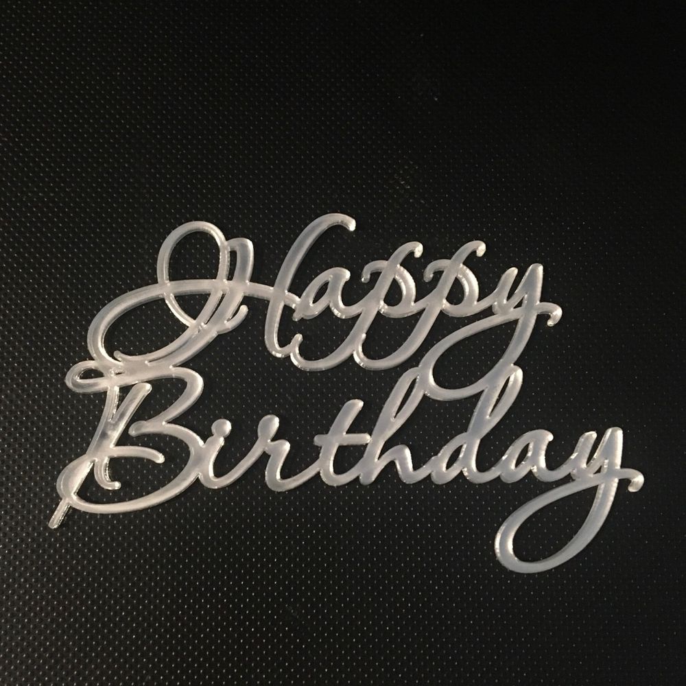 Бенто-топпер / Happy birthday B6, зеркальный серебро