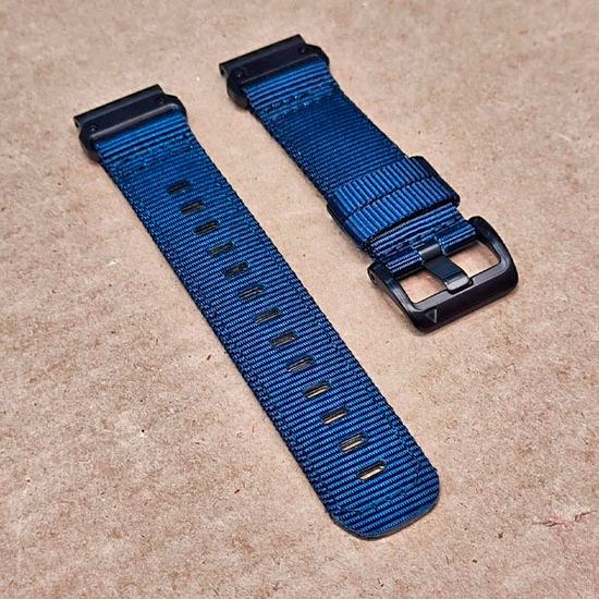 Ремешок тактический Tactix 22 мм. для Garmin Fenix 7 / 6 / 5, Forerunner 935 / 945 / 955, instinct, instinct 2, Epix Gen 2 нейлоновый быстросъемный на застежке (Синий)