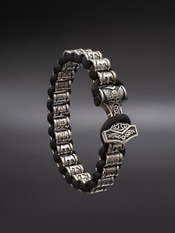 Браслет скандинавский вороны с молотом Тора металл мельхиор