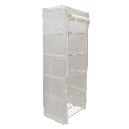 UGH-R30 H190 WHITE-WHITE Парник-стеллаж для рассады. 5 полок. 70x50x190см. Металлическая труба в ПВХ. цвет белый. Тент из армированного полиэтилена 135г-м2. цвет сетки белый. TM ФитоЛето