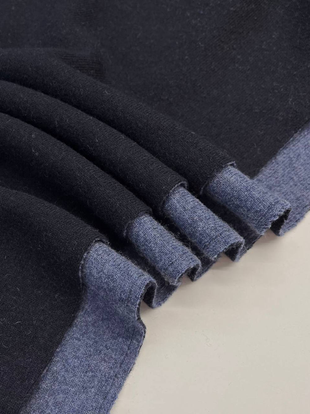 Трикотаж шерстяной Paul&Shark x Loro Piana double темно-синий/голубой