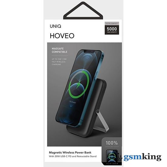 Uniq Hoveo 5000W Magnetic wireless 15W USB-C PD 20W with stand 5000 мАч Gray